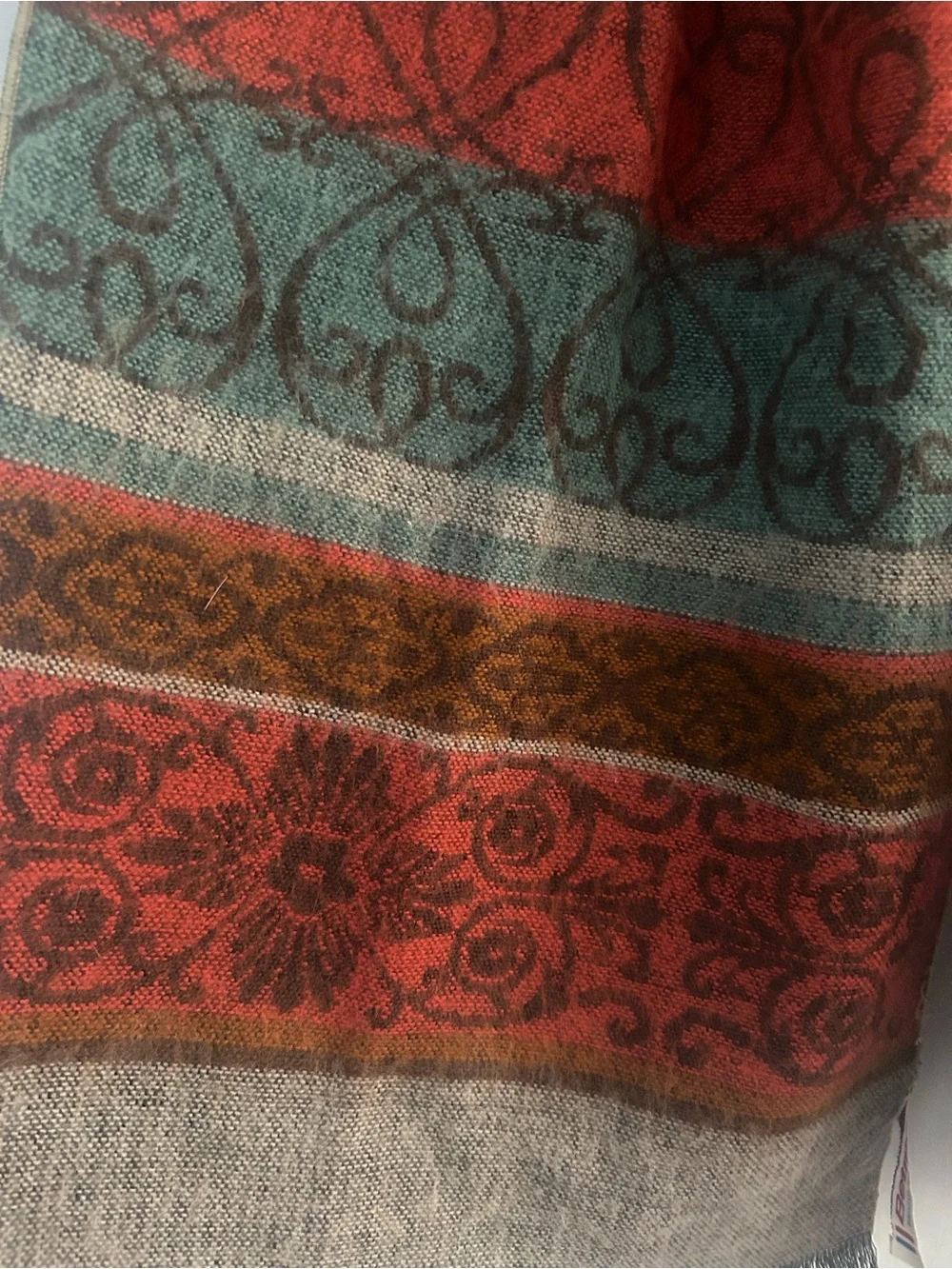 Betmar Made in France Woven Scarf Rich Earth Tones Aztec Southwest Boho Unisex